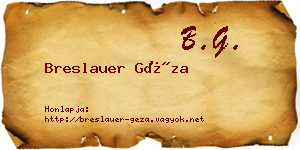 Breslauer Géza névjegykártya